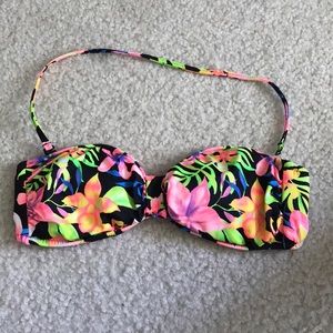 Floral strapless bikini top